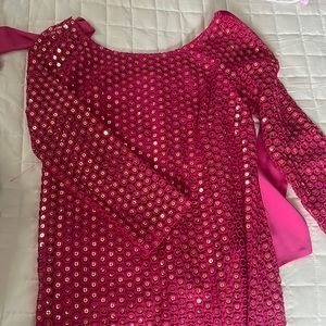 Lily Pulitzer pink mesh gold sequin dress